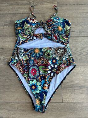 SHEIN Floral Mosaic One-Piece Swim